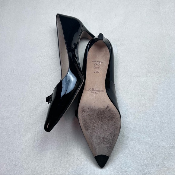 L.K. Bennett Bernice-Pat Dress Kitten Heels Pointed Toe Shoes Size 38.5 - Picture 9 of 13